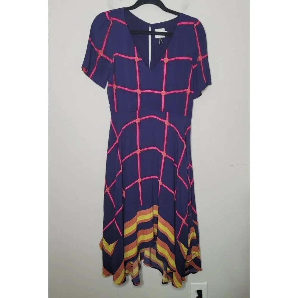 HD in Paris Anthro Handkerchief Asymmetrical hi lo short sleeve Dress size 4 - Picture 10 of 10